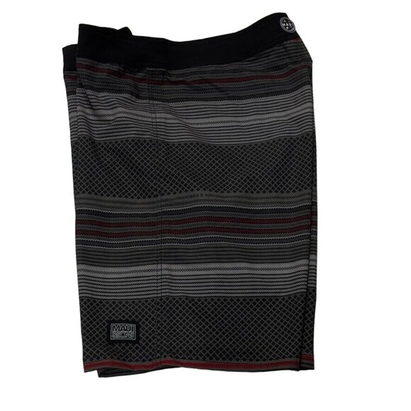 MAUI and SONS Men's Black Shark Board Shorts Polyester Stretch Size 36 - Picture 6 of 11